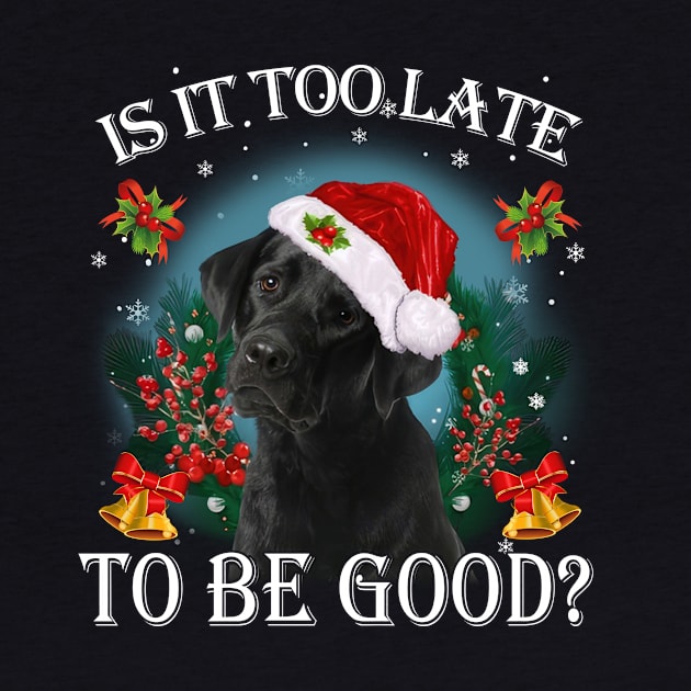 Santa Black Labrador Christmas Is It Too Late To Be Good by Red and Black Floral